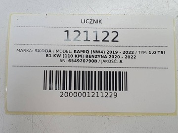 PŘÍSTROJOVÁ DESKA BUDÍKY DISPLEJ VIRTUAL SKODA KAMIQ SCALA 654920790B
