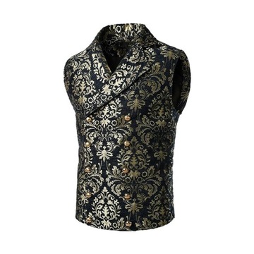 Mens Victorian Double Breasted Vest Gothic Steampu