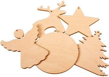 Scrapki drewniane Boże Narodzenie 5cm MIX 50SZT Ozdoby świąteczne Zawieszki