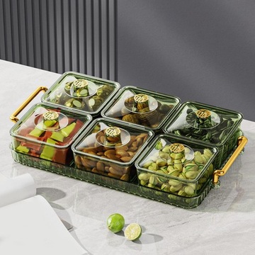 Taca na suszone owoce z pokrywką Ekspozytor Łatwa do uzupełnienia przekąska 6 siatka zielona