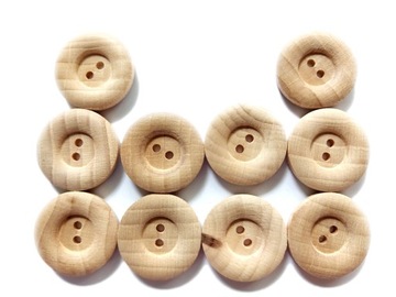 GUZIKI 25mm DREWNIANE guziki z drewna naturalne OBŁE 10szt