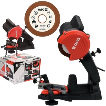 ЭЛЕКТРИЧЕСКАЯ НАСТОЛЬНАЯ ТОЧИЛКА YATO ДЛЯ ЗАТОЧКИ ПИЛОВЫХ ЦЕПЕЙ + КАМЕНЬ