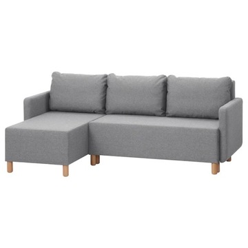 BENNEBOL Sofa 3-osobowa rozkładana z szezlongiem, szary