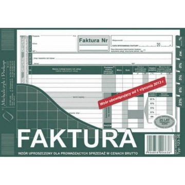 123-3E Faktura VAT A5 brutto uproszczona (poziom)