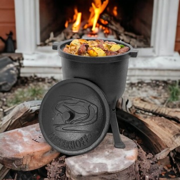 Эмалированный чугунный казан 8л Жареное тушеное мясо БЕСПЛАТНАЯ ЛОЖКА