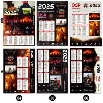Двойной календарь пожарного календаря 2025 Wizard 300pcs