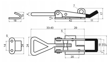 Зажимной замок, регулируемая застежка с ручкой