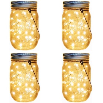 LAMPKA SOLARNA OGRODOWA SŁOIK - 20LED - DUŻY 4szt