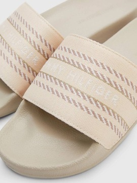 Damskie Klapki Webbing Slide Tommy Hilfiger Beżowy 40 FW0FW07153 RBT