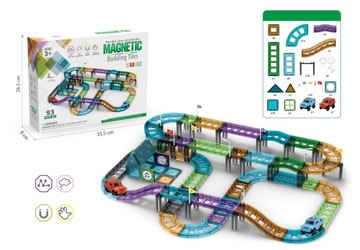 KLOCKI MAGNETYCZNE KOLEJKA ELEKTRYCZNA TOR 93 EL