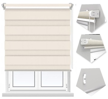 Roleta Dzień Noc Ścienna Cream Len 143x150