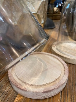 Стеклянный купол, деревянная подставка для украшения полки