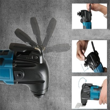 Вибрационный инструмент, 18 В, 300 Вт, с быстросменными лезвиями и 6 скоростями.