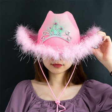 Розовая широкополая ковбойская шляпа с