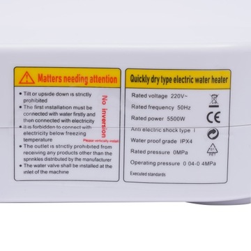 Электрический проточный водонагреватель мощностью 5500 Вт, IPX4, водонепроницаемый