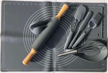 Набор силиконовой кондитерской доски, силиконового валика, 9 шт.