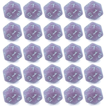 ZESTAW 25 KOSTEK K20 RPG RÓŻANY GAJ KOŚĆ DWUDZIESTOŚCIENNA