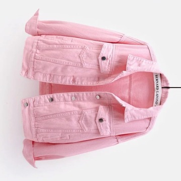 Women's Denim Jacket Spring Autumn Short Coat Pink