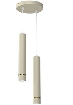 EWILIGHT Lampa sufitowa wisząca 2-punkty TUBE 2xGU10 beż/złoty