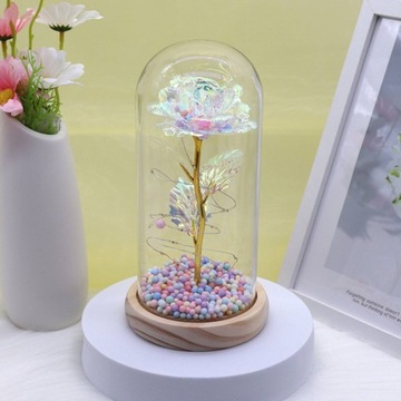 ВЕЧНАЯ РОЗА В СТЕКЛЕ, ПОДАРОК ​​НА ДЕНЬ БАБУШКЕ И ДЕДУШКЕ, ПОДСВЕТКА СВЕТОДИОДНАЯ