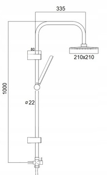 Тропический душ CUBIC + смеситель для душа THERMOSTATIC, матовый ЧЕРНЫЙ