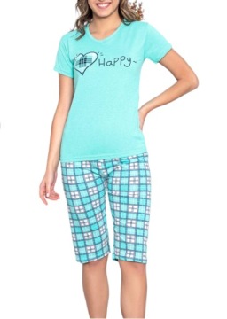 УДОБНАЯ ЖЕНСКАЯ ХЛОПКОВАЯ ПИЖАМА 3/4 БРЮКИ «РЫБАК» HAPPY BLOUSE M