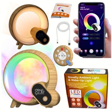 Lampka Nocna do Sypialni Budzik Zegar Data Temperatura Głośnik 15 melodii