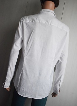 Koszula XL z długim rękawem 42-44” teksturowa biała elegancka długi rękaw