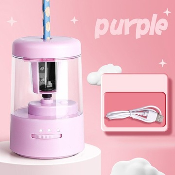 Электрическая точилка для карандашей, автоматический резак для карандашей с большой емкостью, фиолетовый