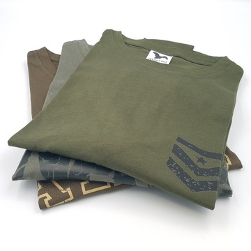 Koszulka męska zestaw 3pak T-shirt komplet kolory militarne stonowane 3szt.