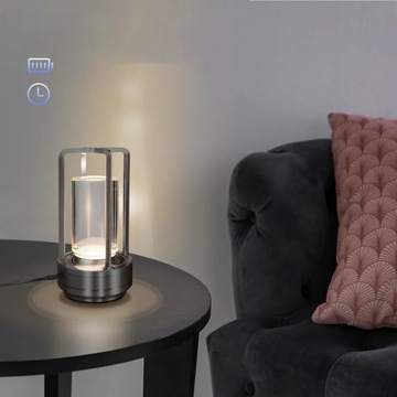 Беспроводная светодиодная настольная лампа с сенсорным затемнением и металлическим каркасом премиум-класса