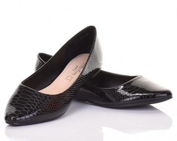 ELEGANCKIE DAMSKIE BALERINY WYGODNE MIĘKKIE BUTY DAMSKIE BALETKI CZARNE