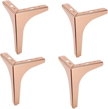 METALOWE NÓŻKI DO MEBLI RÓŻOWE ZŁOTO ŁÓŻKO SOFA KOMODA 15 CM ZESTAW 4 SZTUK