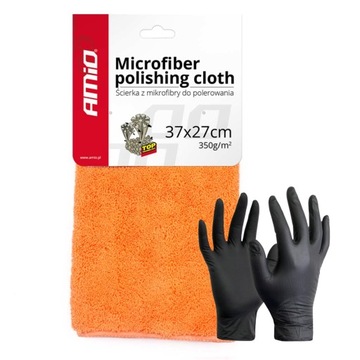 AMIO 37x27cm MIKROFIBRA 350gsm DOCIERANIE WOSKU QD SZYBY WNĘTRZE + GRATIS