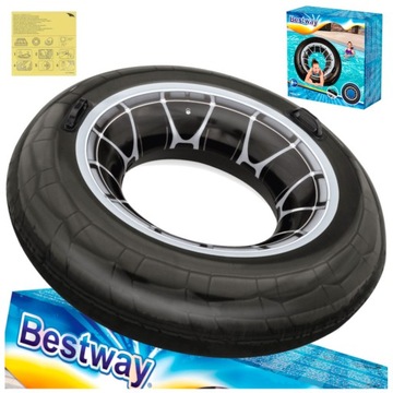 KOŁO DMUCHANE DO PŁYWANIA MATERAC KÓŁKO OPONA XXL 119CM BESTWAY 36102
