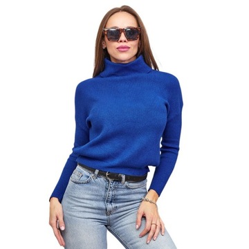 8202 BLUE SWETER DAMSKI Z GOLFEM Uniwersalny