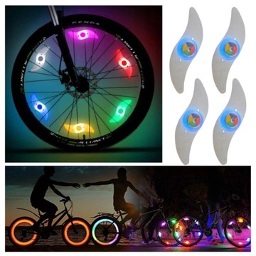4 светодиодных велосипедных фонаря на спицах велосипедного колеса. КРЫШКА КОЛЕСА