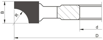 GLOBUS CUTTER HM ЧЕТВЕРТЬ КРУГЛЫЙ ПОДБАРАБАЬЬЕ 120x30/R=17,5 L