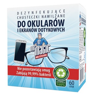 CHUSTECZKI NAWILŻANE DO OKULARÓW Mr Magic 60 sztuk