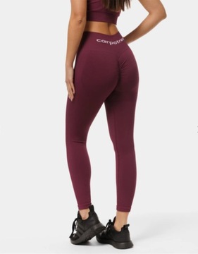 ЛЕГИНГИ БЕСШОВНЫЕ, БОРДОВЫЕ, ВЫДЕЛЯЮЩИЕ ПОПЫ - M