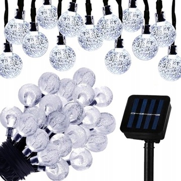 GIRLANDA LAMPKI SOLARNE OGRODOWE 50LED 9.5M ZIMNA