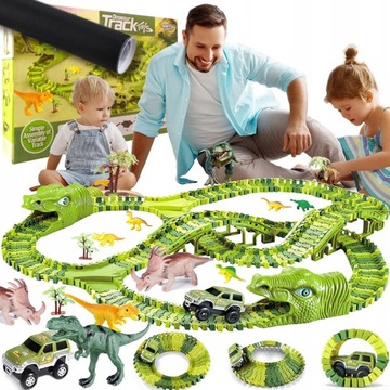 TOR WYŚCIGOWY dla dzieci NAJWIĘKSZY XXL 271 + DINOZAURY AUTO AKCESORIA 4w1