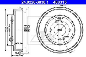 ATE BĘBEN HAMULCA HYUNDAI GETZ 02-09 (+ABS)
