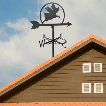 Ретро железный черный флюгер статуя животного направление ветра летающая свинья