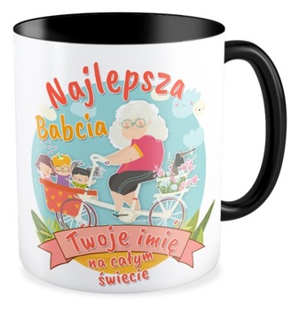Kubek czarny NAJLEPSZA BABCIA Twoje imię