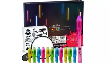 ZESTAW MAGICZNYCH 12 PISAKÓW LED 5X SZABLON