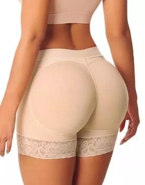 Majtki PUSH UP modelujące z koronką powiększające wyjmowane wkładki