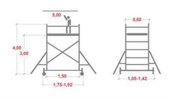 Rusztowanie aluminiowe ClimTec 5m + Rolki 125mm