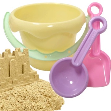 ZESTAW ZABAWEK DO PIASKU PIASKOWNICY NA PLAŻĘ WIADERKO DZIECI + ŁOPATKI 3el