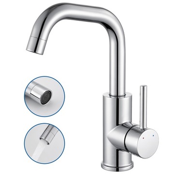 BATERIA UMYWALKOWA STOJĄCA KRAN DO UMYWALKI ŁAZIENKOWA Z OBROTOWĄ WYLEWKĄ